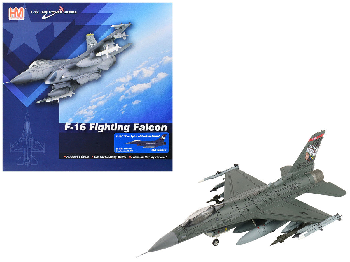 Lockheed F-16C Fighting Falcon Fighter Aircraft "88-0545 138th Fighter Wing Oklahoma Air National Guard" (2024) United States Air Force "Air Power Series" 1/72 Diecast Model by Hobby Master-4