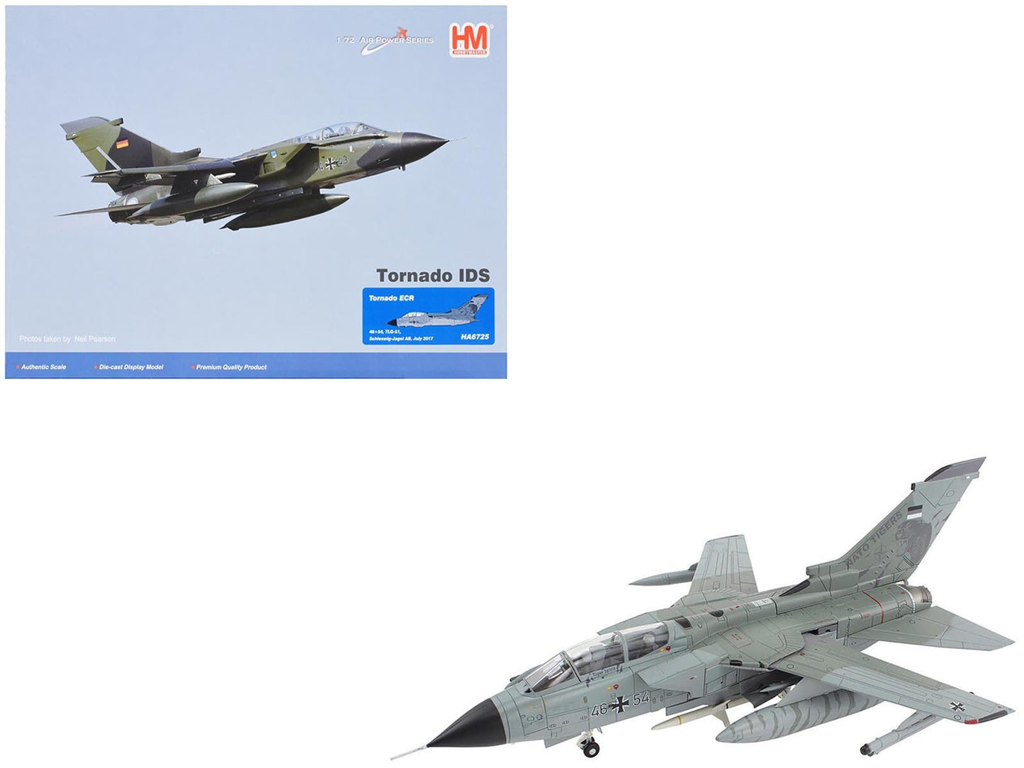 Panavia Tornado ECR Fighter-Bomber Aircraft "46+54 Tactical Air Wing 51 Schleswig-Jagel Air Base Germany" (2017) German Luftwaffe "Air Power Series" 1/72 Diecast Model by Hobby Master