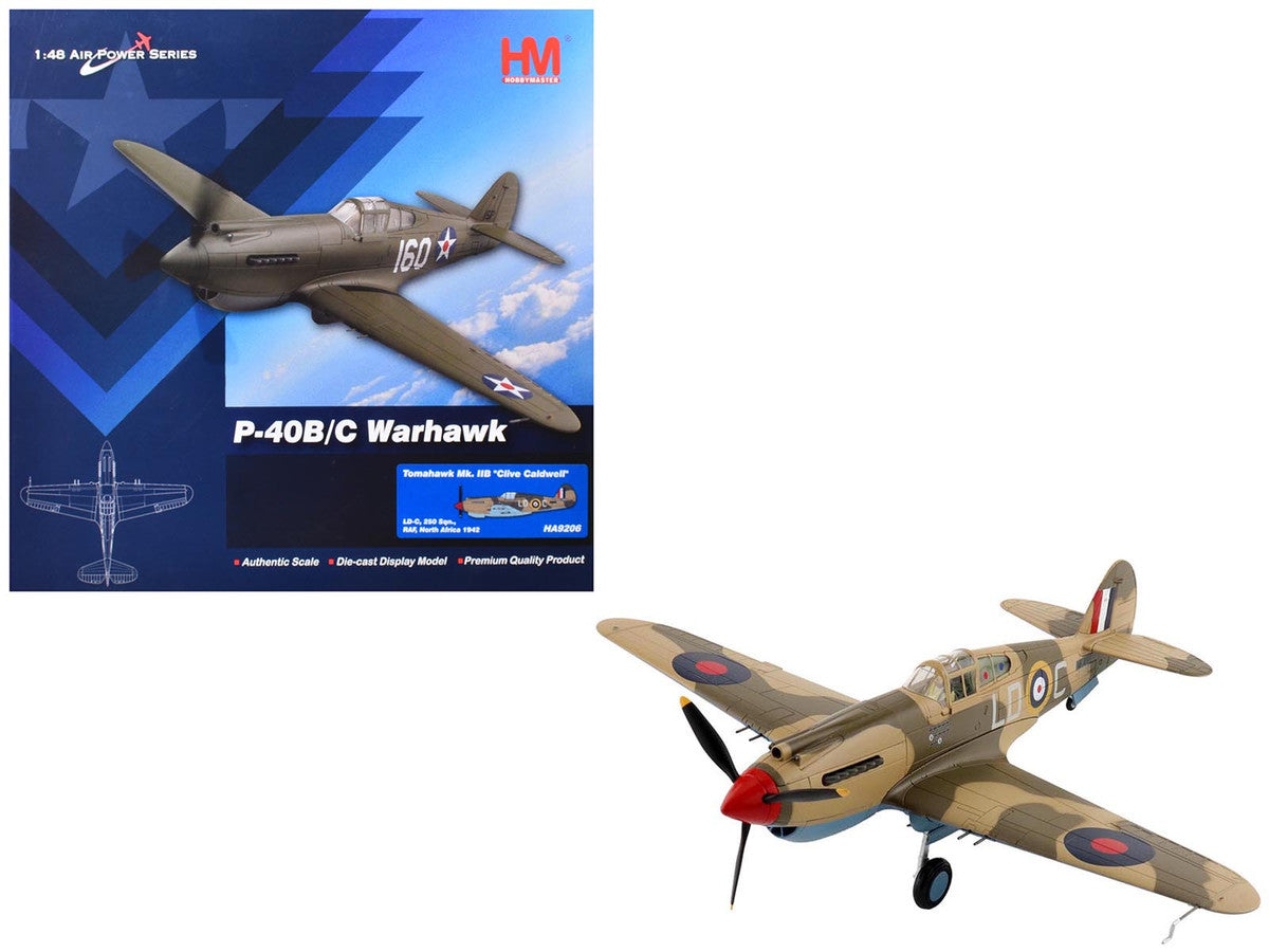 Curtiss P-40 Warhawk Tomahawk Mk IIB Aircraft "LD-C Clive Caldwell No. 250 Squadron North Africa" (1942) British Royal Air Force "Air Power Series" 1/48 Diecast Model by Hobby Master Hobby Master