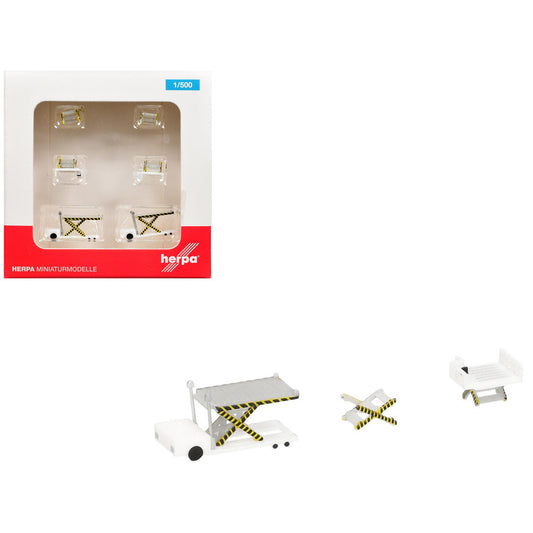 Container Loader 2 Vehicle Set White 1/500 Diecast Model by Herpa GeminiJets