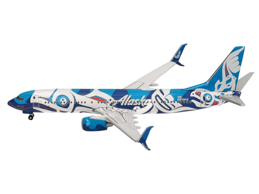 Boeing 737-800 Commercial Aircraft "Alaska Airlines - Salmon People Livery" (N559AS) Blue and White 1/500 Diecast Model Airplane by Herpa Herpa