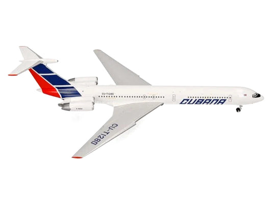 Ilyushin IL-62M Commercial Aircraft "Cubana de Aviacion" (T1280) White with Blue and Red Tail 1/200 Diecast Model Airplane by Herpa-1