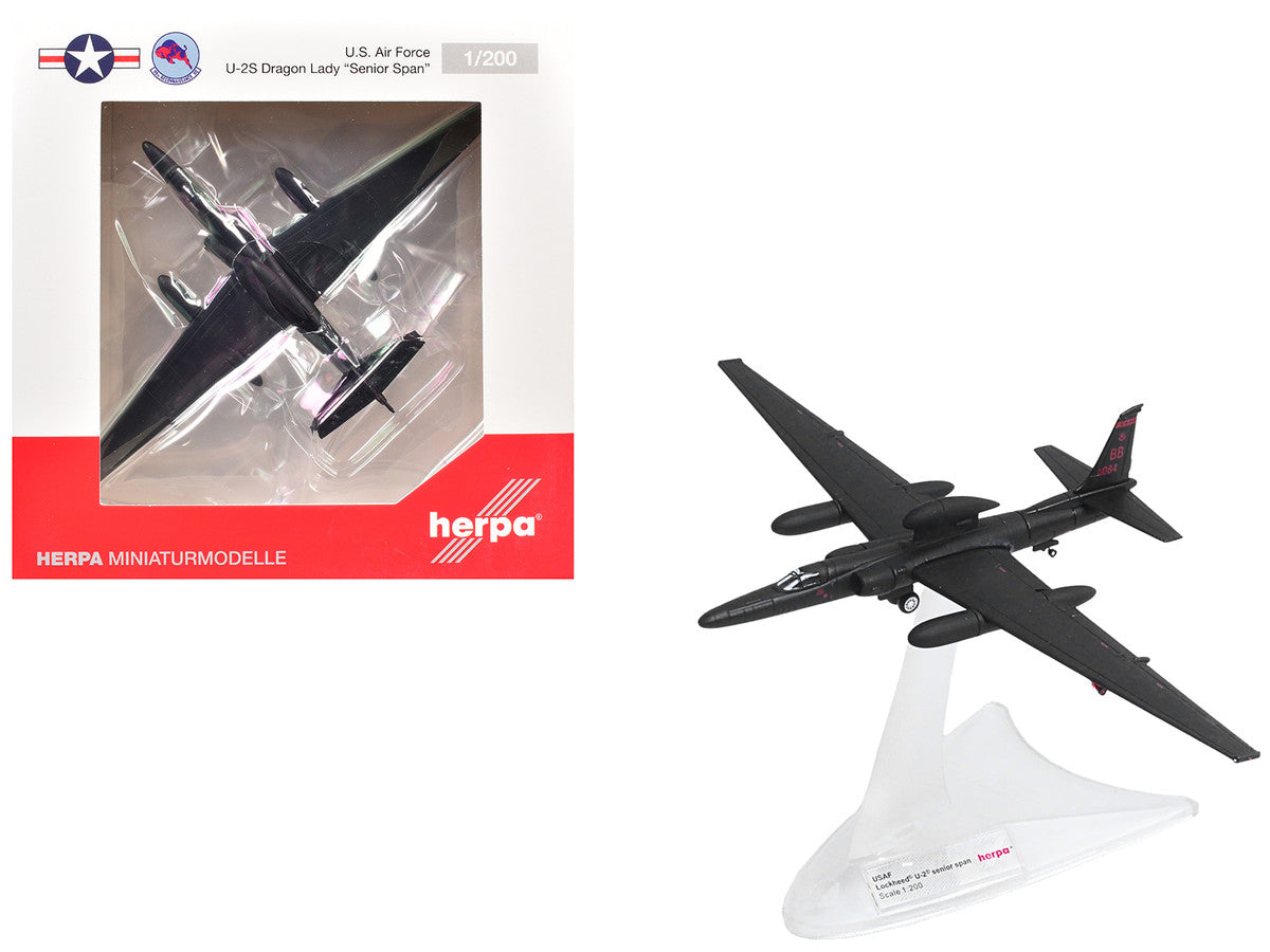 Lockheed U-2S Dragon Lady Aircraft "Senior Span 99th Reconnaissance Squadron 9th Reconnaissance Wing" (80-1084) United States Air Force 1/200 Diecast Model by Herpa Herpa