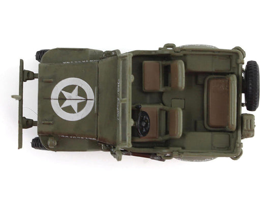 U.S. 1/4 ton Military Vehicle Olive Drab "Gen. George Patton US 3rd Army War Eagle" (1945) United States Army "Ground Power Series" 1/72 Diecast Model by Hobby Master Hobby Master