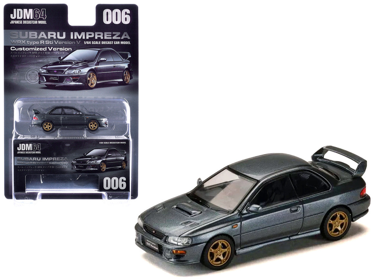 Subaru Impreza WRX Type R Sti Version V RHD (Right Hand Drive) Cool Gray Metallic "JDM64" Series 1/64 Diecast Model Car by Hobby Japan Hobby Japan