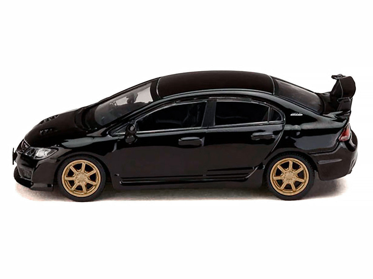 Honda Mugen Civic Type R (FD2) RHD (Right Hand Drive) Crystal Black Pearl with Gold Wheels "JDM64" Series 1/64 Diecast Model Car by Hobby Japan Hobby Japan