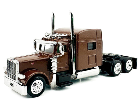 Peterbilt 389 Truck Tractor with Sleeper Cab Brown Metallic 1/87 (HO) Scale Plastic Model Car by HO Logistics HO Logistics Replicas