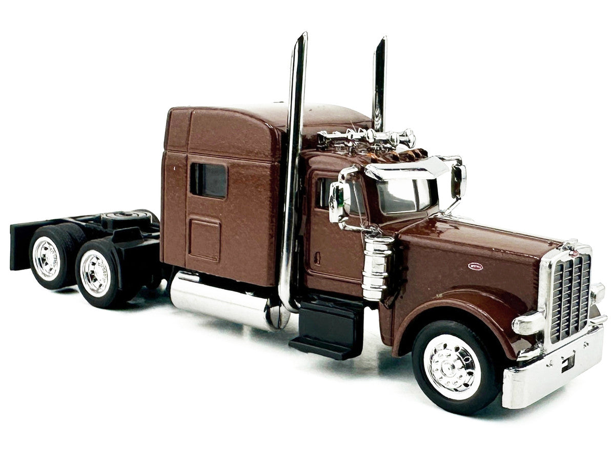 Peterbilt 389 Truck Tractor with Sleeper Cab Brown Metallic 1/87 (HO) Scale Plastic Model Car by HO Logistics HO Logistics Replicas