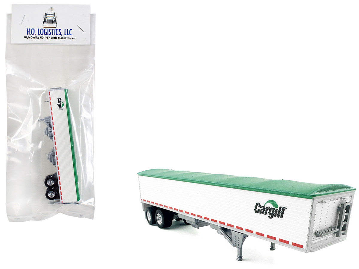 Covered Grain Trailer White with Green Tarp "Cargill" 1/87 (HO) Plastic Model Car by HO Logistics HO Logistics Replicas
