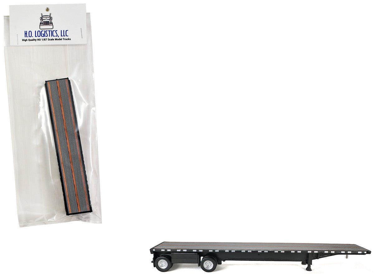 High Boy Spread Axle Flatbed Trailer Black 1/87 (HO) Plastic Model Car by HO Logistics HO Logistics Replicas