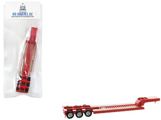 Low Boy Flatbed Trailer Red 1/87 (HO) Plastic Model Car by HO Logistics HO Logistics Replicas