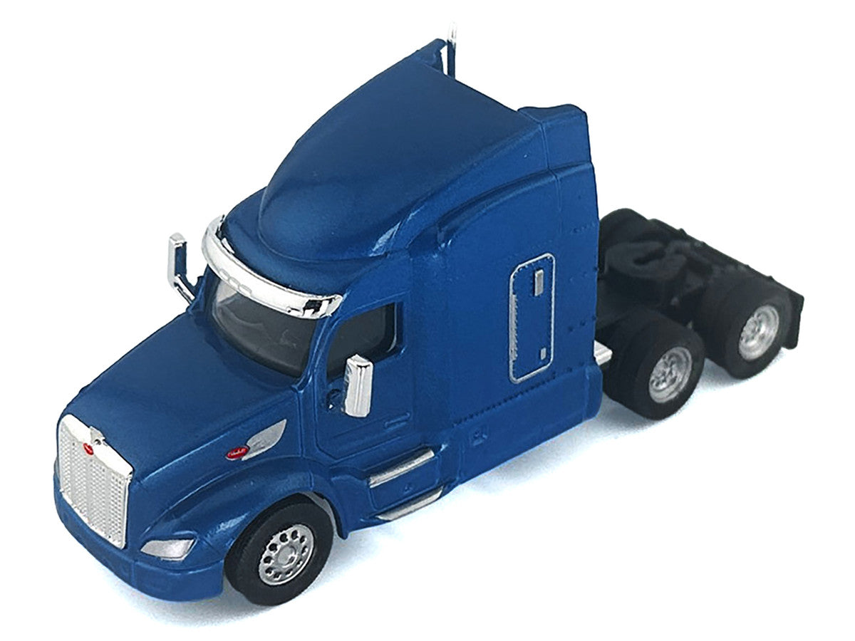Peterbilt 579 Sleeper Cab Blue Metallic 1/87 (HO) Plastic Model Car by HO Logistics HO Logistics Replicas