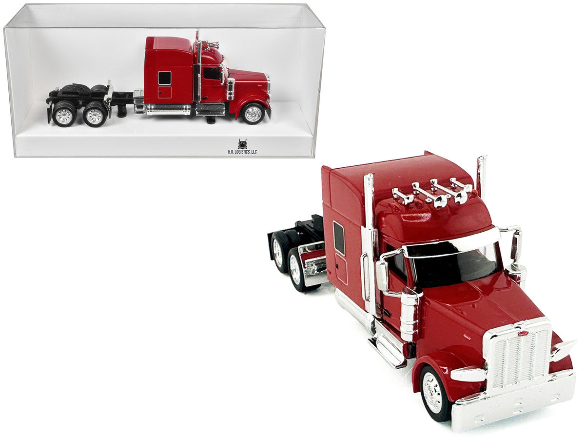 Peterbilt 589 with Stand Up Sleeper Cab Red 1/87 (HO) Plastic Model Car by HO Logistics HO Logistics Replicas