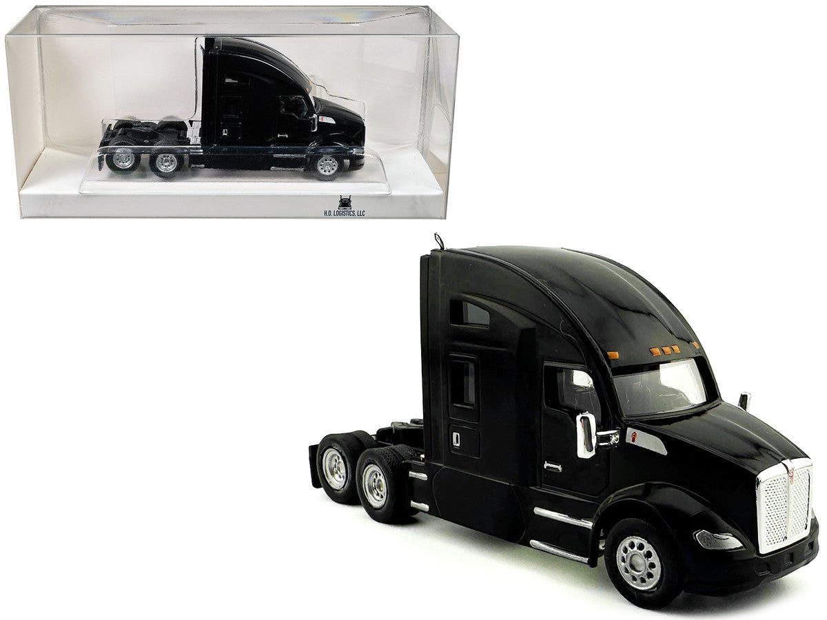 Kenworth T680 Sleeper Cab Black 1/87 (HO) Plastic Model Car by HO Logistics HO Logistics Replicas