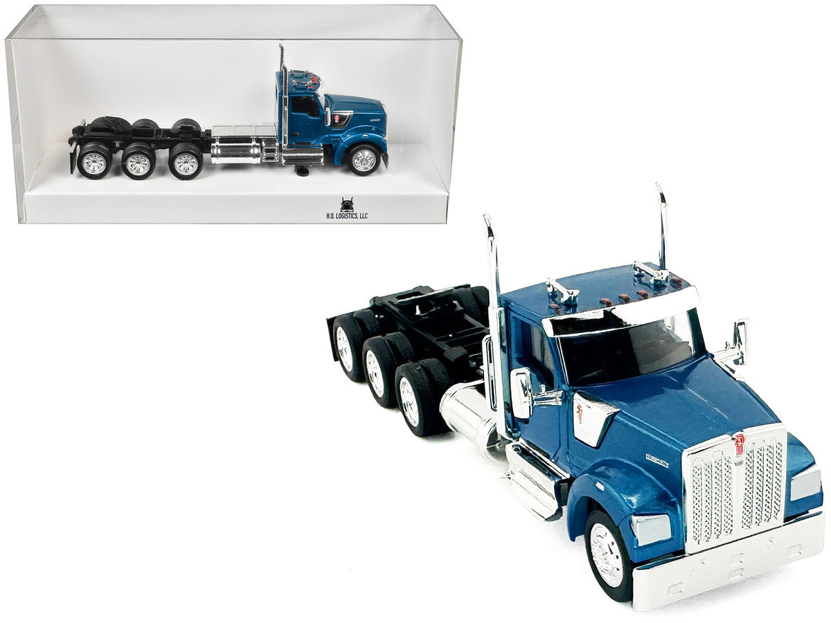 Kenworth W990 3-Axel Day Cab Blue Metallic 1/87 (HO) Plastic Model Car by HO Logistics-2