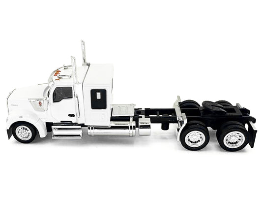 Kenworth W990 with Flat Top Sleeper Cab White 1/87 (HO) Plastic Model Car by HO Logistics