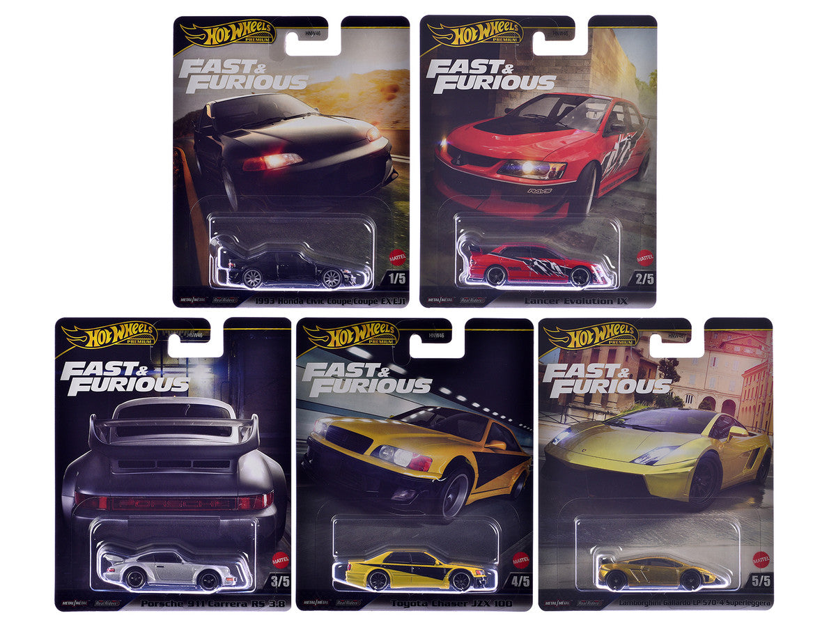 "Fast & Furious" 2025 5 piece Set M Diecast Model Cars by Hot Wheels Hotwheels