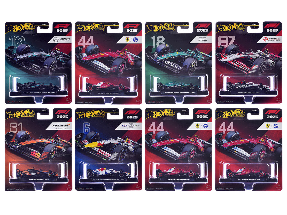 "Formula 1 Racing Premium Mix 3" 8 piece Set L "Premium Series" Diecast Model Car by Hot Wheels Hotwheels