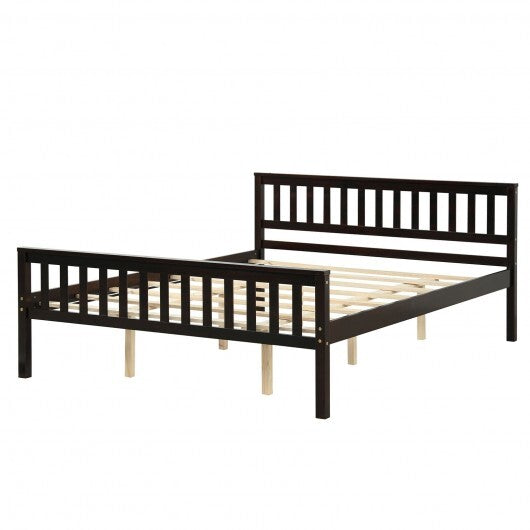 Queen Wood Platform Bed with Headboard - Color: Espresso - Size: Queen Size W2B
