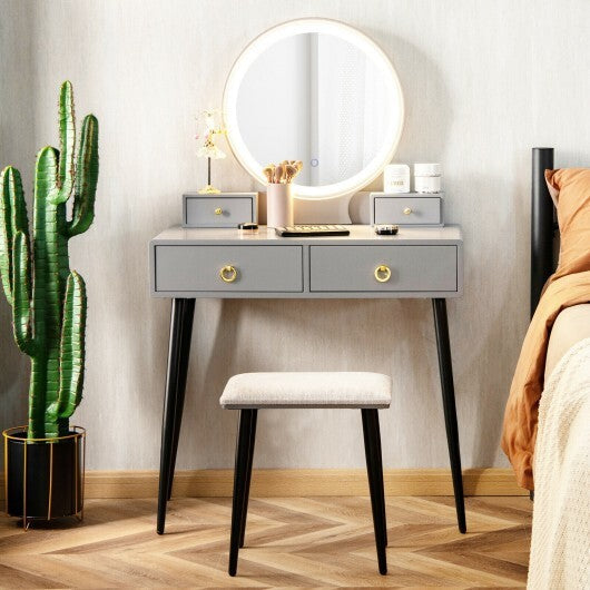Vanity Table Set with Mirror-Gray W2B