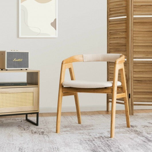 Leisure Bamboo Dining Chair with Curved Back and Anti-slip Foot Pads-Natural W2B