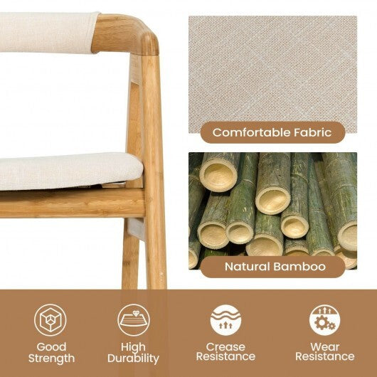Leisure Bamboo Dining Chair with Curved Back and Anti-slip Foot Pads-Natural W2B