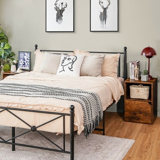 Set of 2 Nightstands Side End Table for Living Room-White W2B