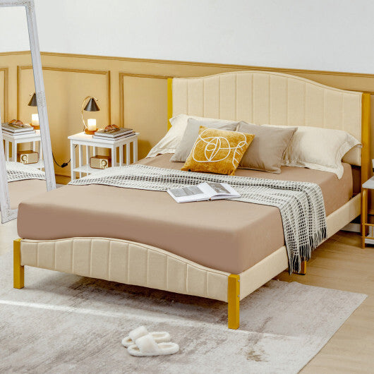 Full/Queen Size Upholstered Bed Frame with Quilted Headboard-Queen Size W2B
