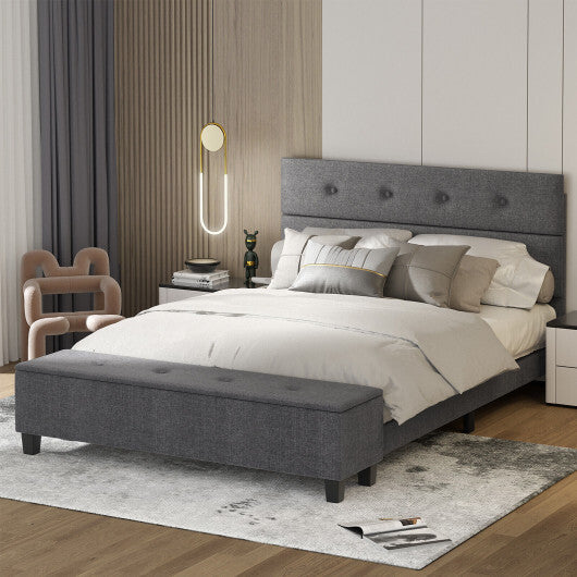 Twin/Full/Queen Upholstered Bed Frame with Ottoman Storage-Full Size W2B