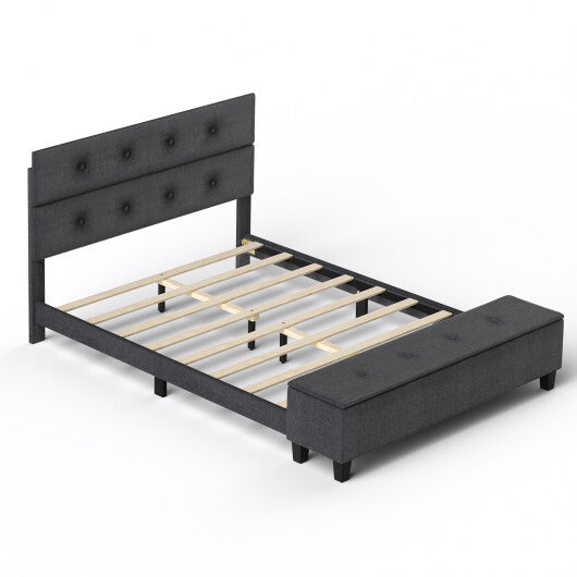 Twin/Full/Queen Upholstered Bed Frame with Ottoman Storage-Full Size W2B