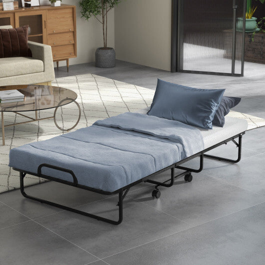 Twin Size Metal Folding Bed with Memory Foam Mattress