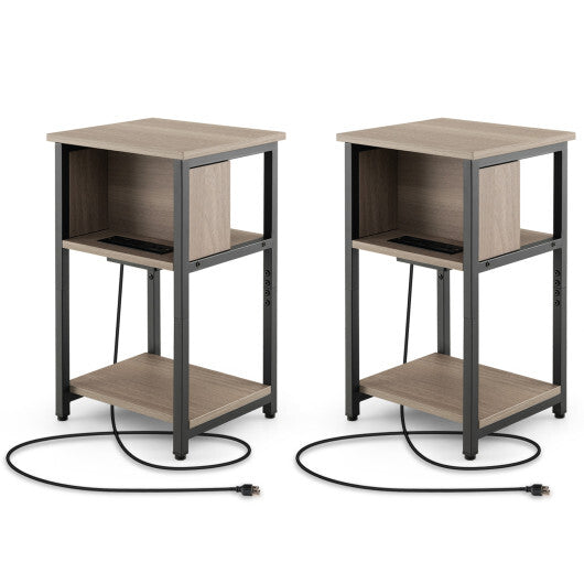 3-Tier End Table with USB Ports & Power Outlets-1 Piece