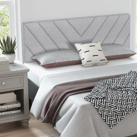 Linen Upholstered Headboard for Full and Queen Size Bed Frames-Gray W2B