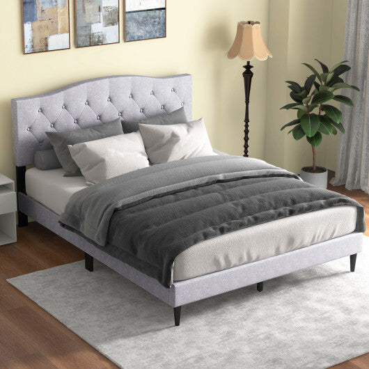 Queen Size Upholstered Platform Bed with Button Tufted Headboard-Queen Size W2B