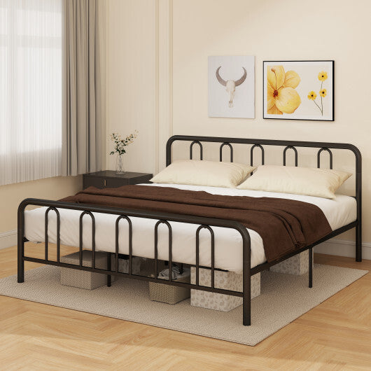 Full/Queen Size Metal Bed Frame with Headboard and Footboard-King Size - Size: King Size W2B