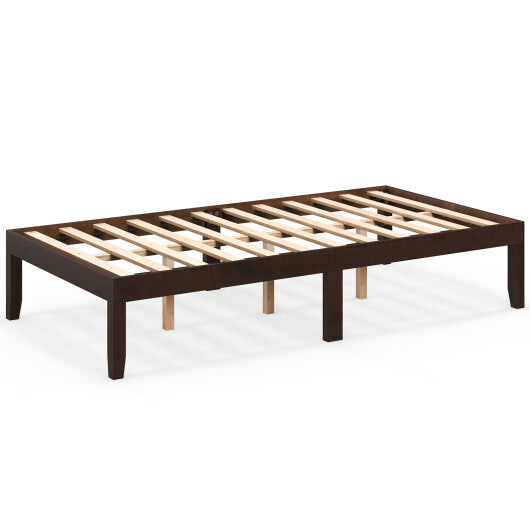 14 Inch Twin Wood Platform Bed Frame with Wooden Slats Support-Espresso W2B