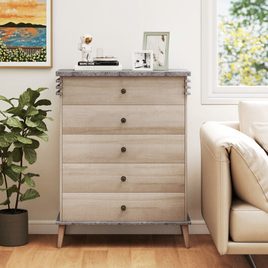 Farmhouse Chest Dresser of Drawers Tall Storage Organizer-Grey W2B