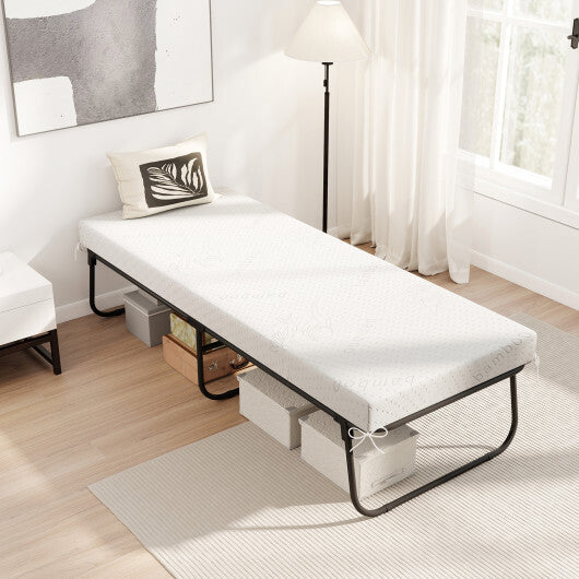 75 x 31 Inch Folding Bed with Mattress Cot Size with Memory Foam W2B