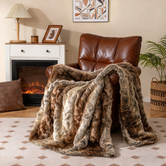 760GSM Soft Plush Fuzzy Luxury Faux Raccoon Fur Blanket for Sofa-M W2B