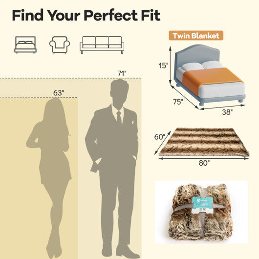 760GSM Soft Plush Fuzzy Luxury Faux Raccoon Fur Blanket for Sofa-M