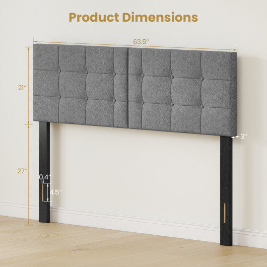 Upholstered Headboard with Adjustable Width for Full/Queen Size Beds-Dark Gray W2B