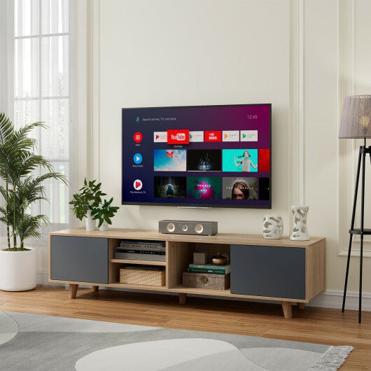 TV Stand Cabinet for TVs up to 65 Inch with Open Shelf for Living Room W2B