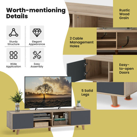 TV Stand Cabinet for TVs up to 65 Inch with Open Shelf for Living Room W2B