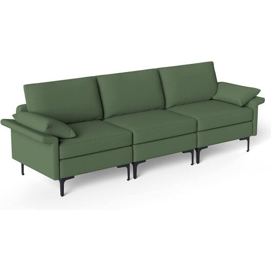 Large 3-Seat Sofa Sectional with Metal Legs for 3-4 people-Peacock Blue