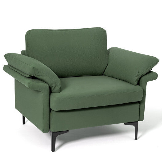 Modern Fabric Accent Armchair with Original Distributed Spring and Armrest Cushions-Gray W2B