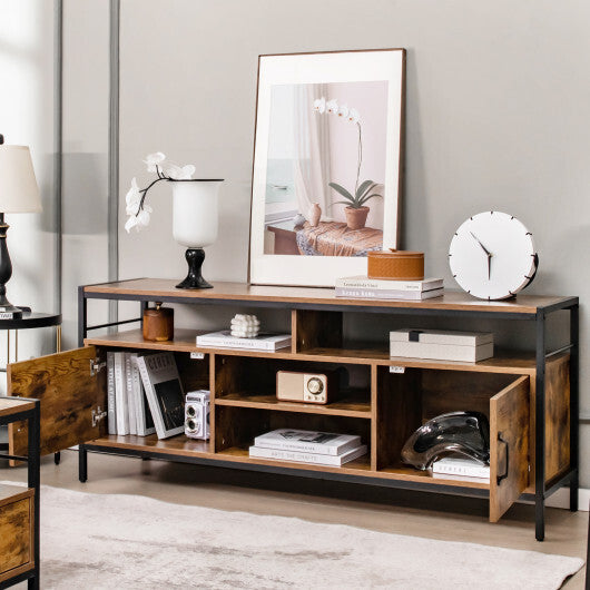 58 Inch Industrial TV Stand with Cabinets and Adjustable Shelf for TVs up to 65 Inch-Black W2B