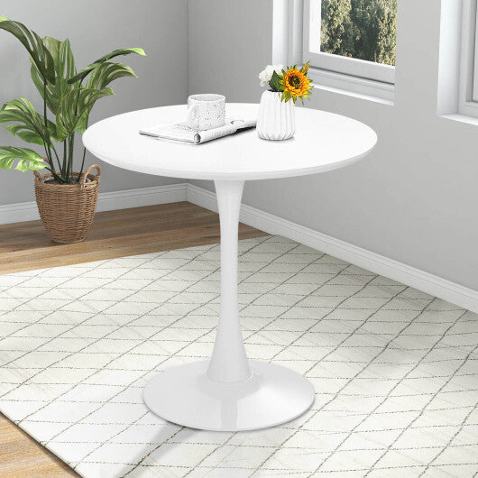 32 Inch Modern Tulip Round Dining Table with MDF Top-White W2B