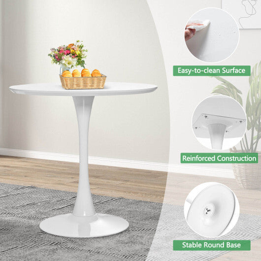 32 Inch Modern Tulip Round Dining Table with MDF Top-White W2B
