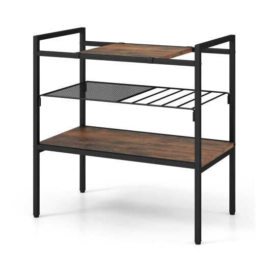Industrial Entryway Table with Removable Panel and Mesh Shelf