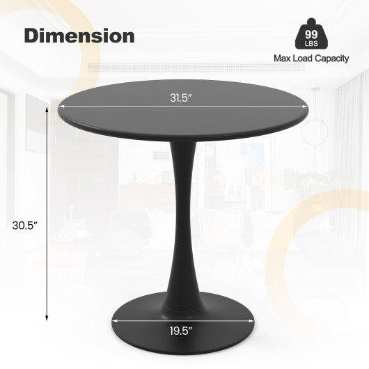 31.5 Inch Round Dining Table with Anti-Slip PP Ring-Black W2B